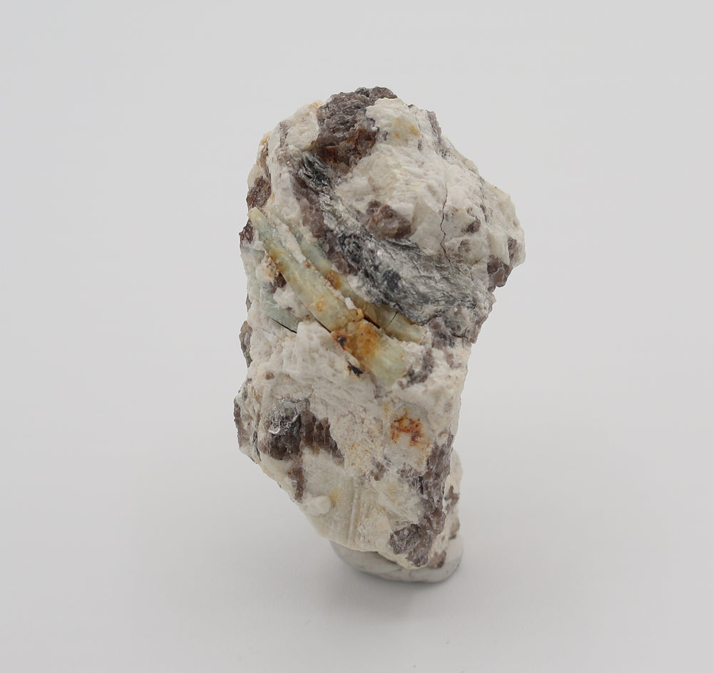 Bi-Colour Beryl with Mica on Smoky Quartz and Feldspar