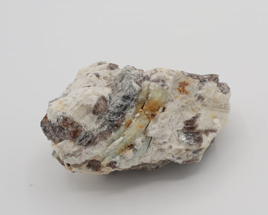 Bi-Colour Beryl with Mica on Smoky Quartz and Feldspar