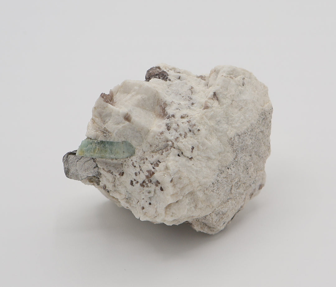 Bi-Colour Beryl with Mica and Smoky Quartz on Feldspar