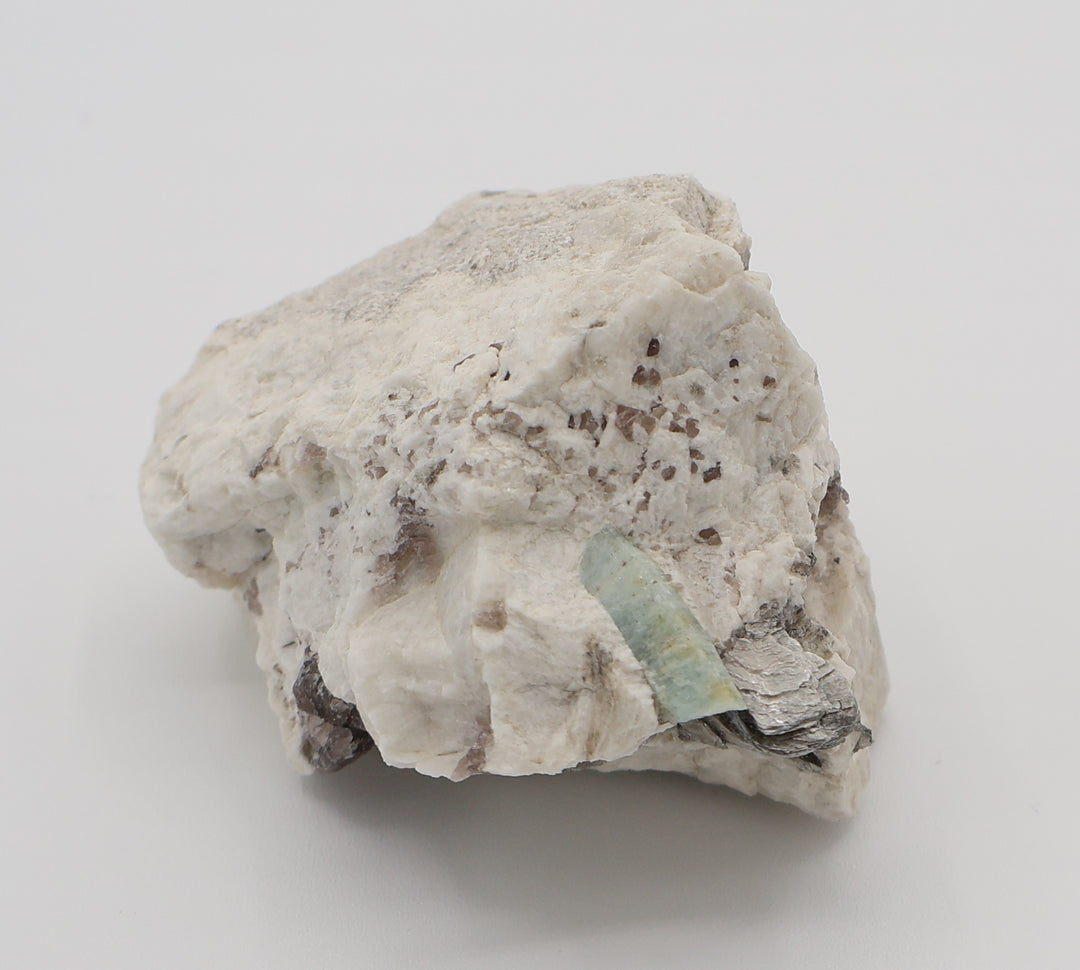 Bi-Colour Beryl with Mica and Smoky Quartz on Feldspar