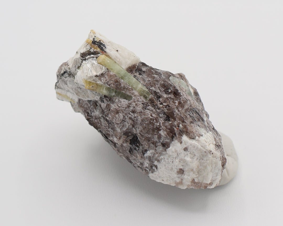 Heliodor Capped Aquamarine Cluster with Mica on Smoky Quartz and Feldspar