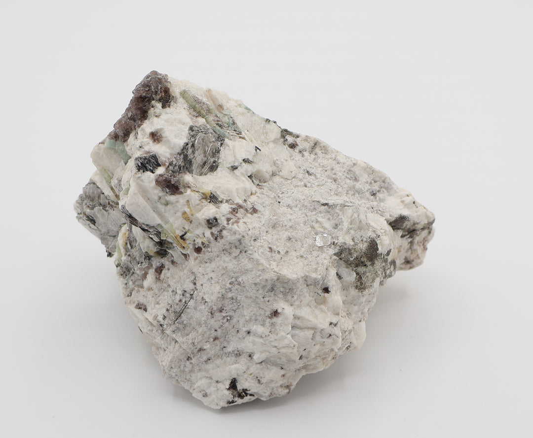 Bi-Colour Beryl & Aquamarine Cluster with Mica and Smoky Quartz on Feldspar