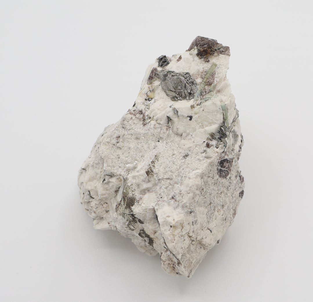 Bi-Colour Beryl & Aquamarine Cluster with Mica and Smoky Quartz on Feldspar
