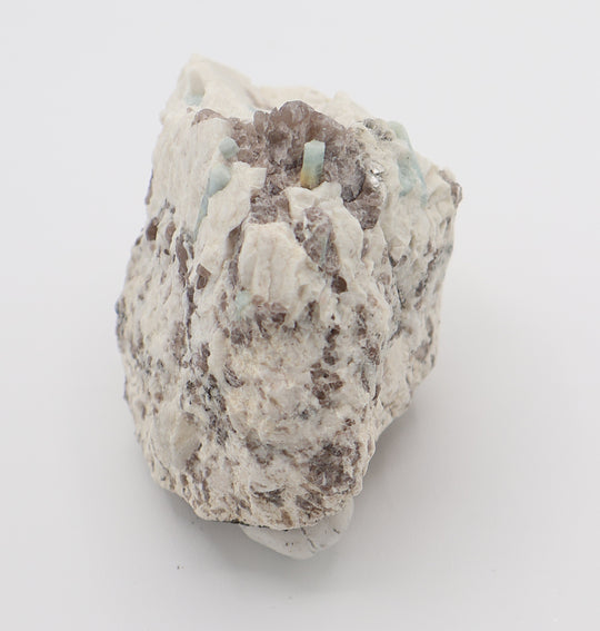 Aquamarine and Bi-Colour Beryl Cluster on Smoky Quartz and Feldspar