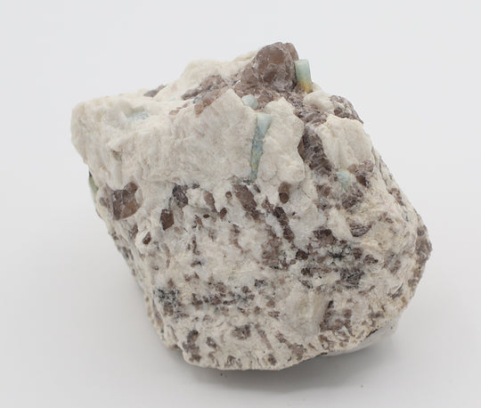 Aquamarine and Bi-Colour Beryl Cluster on Smoky Quartz and Feldspar