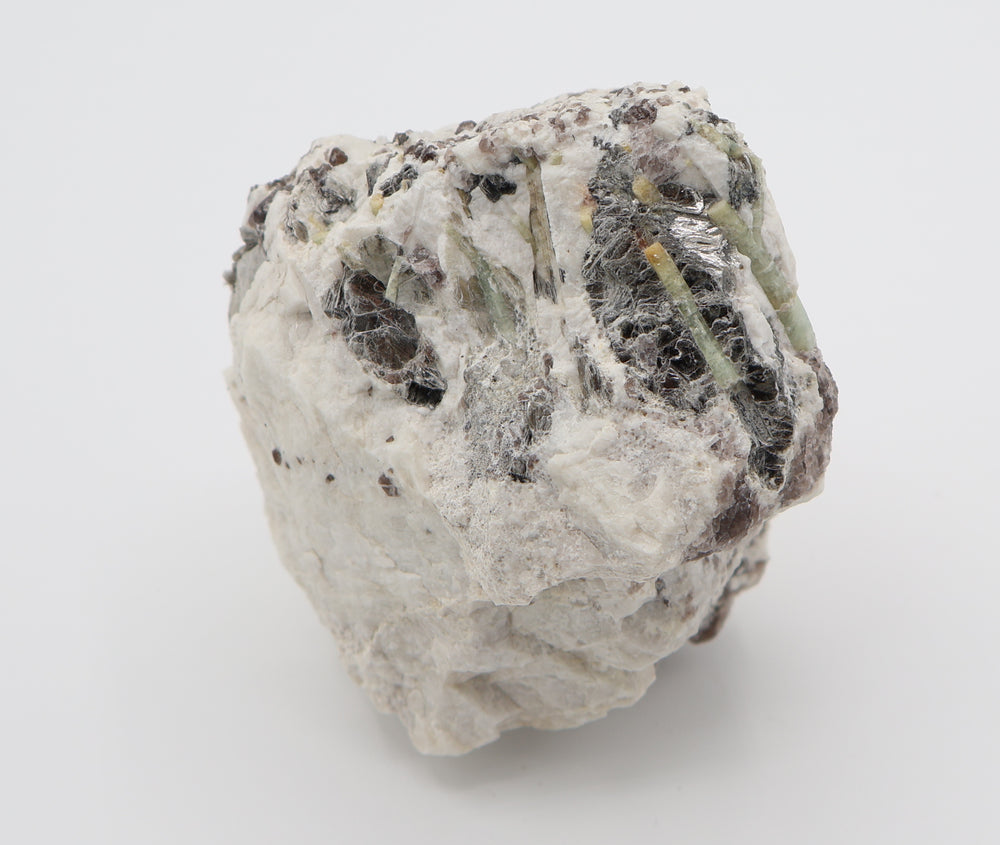 Heliodor Capped Aquamarine Cluster with Mica on Smoky Quartz and Feldspar
