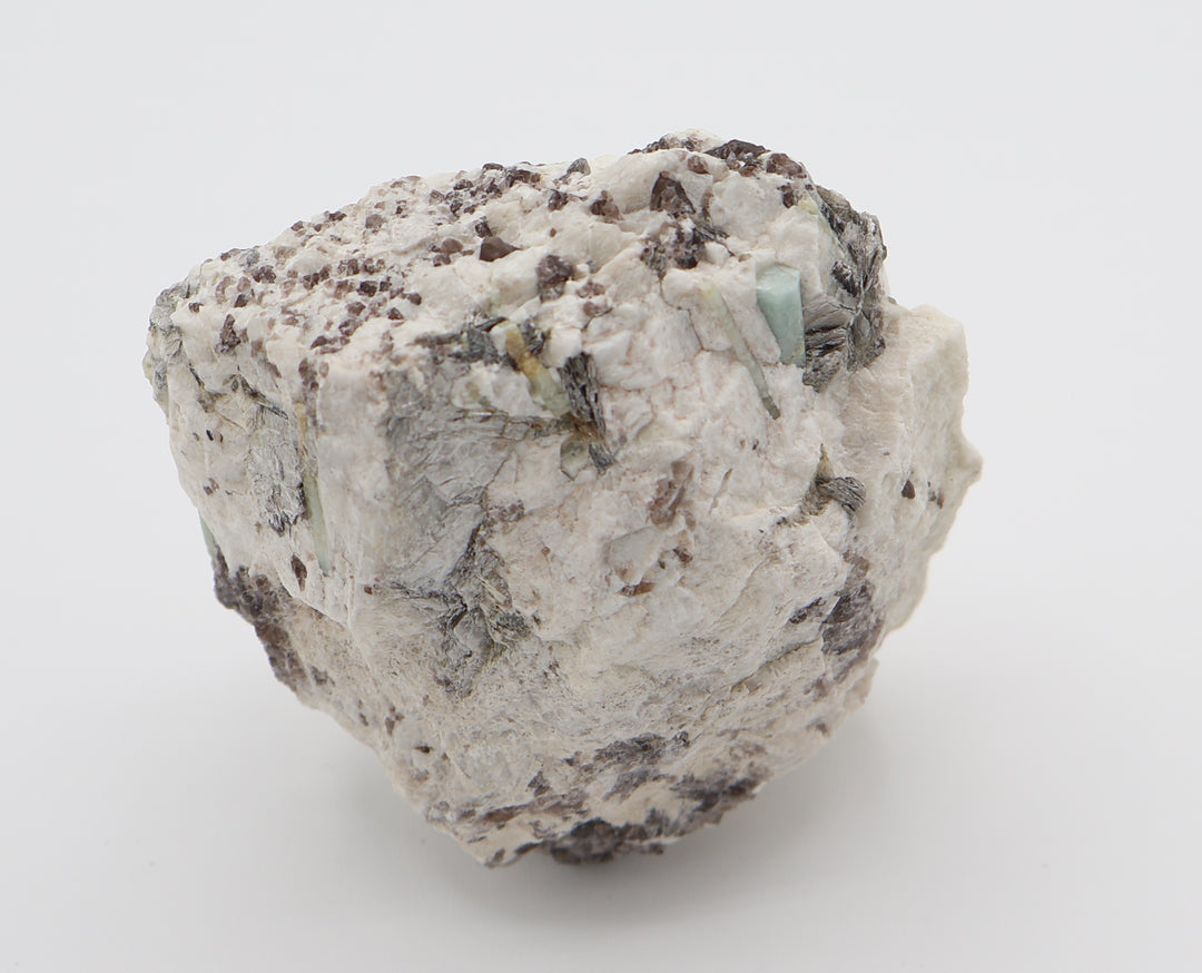 Heliodor Capped Aquamarine Cluster with Mica on Smoky Quartz and Feldspar
