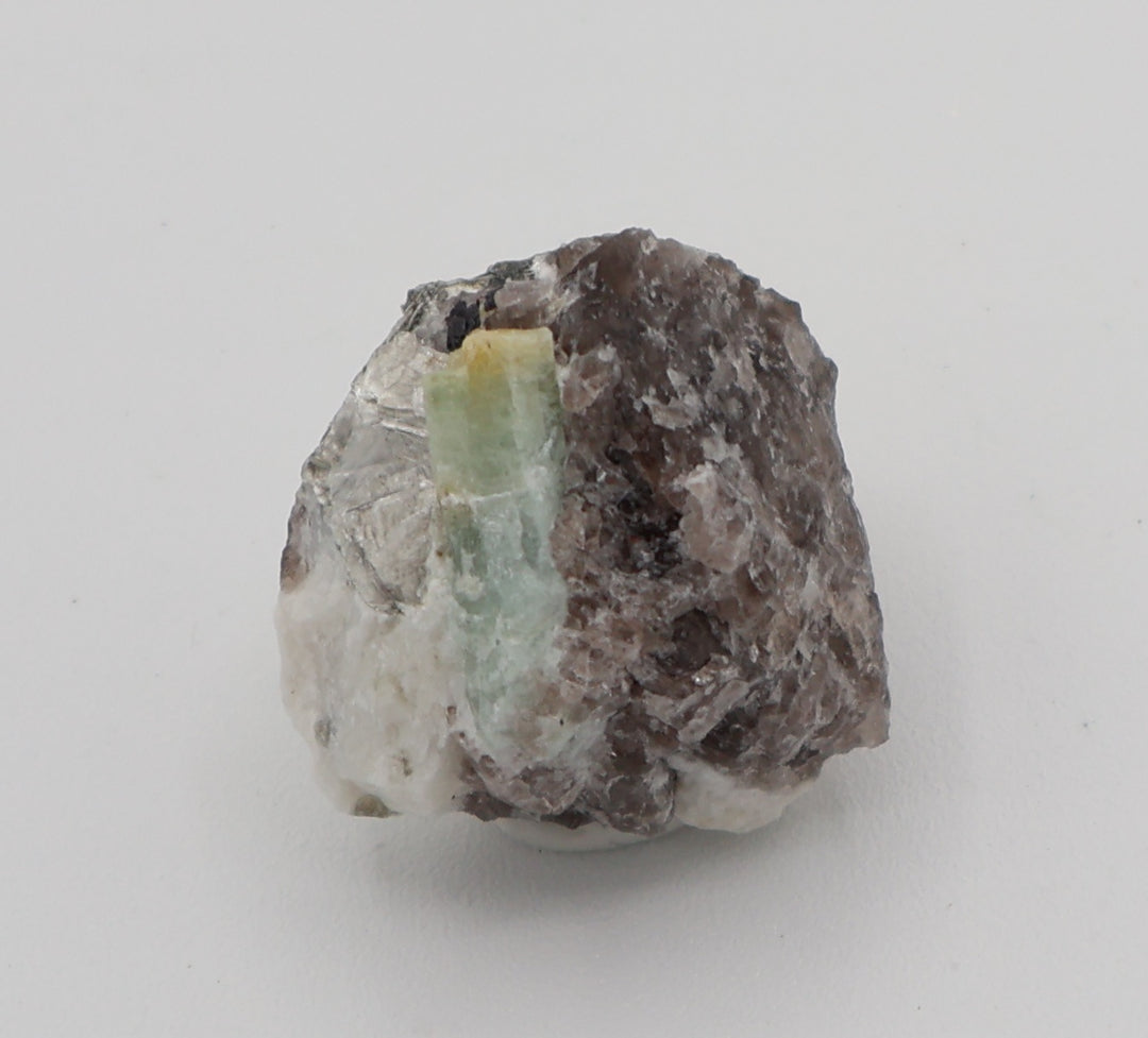 Heliodor Capped Aquamarine with Mica, Hematite, on Smoky Quartz and Feldspar
