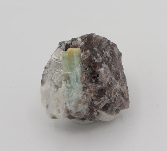 Heliodor Capped Aquamarine with Mica, Hematite, on Smoky Quartz and Feldspar