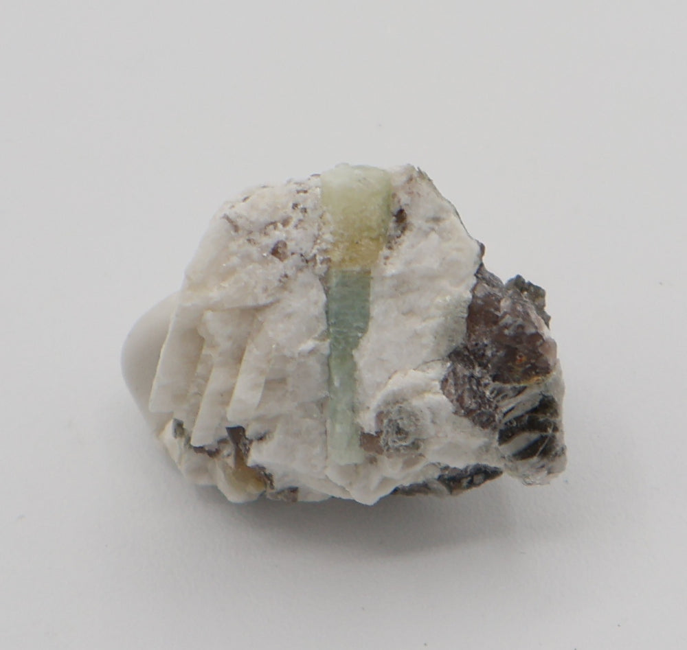 Sceptered Bi-Colour Beryl with Mica on Smoky Quartz and Feldspar