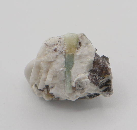 Sceptered Bi-Colour Beryl with Mica on Smoky Quartz and Feldspar