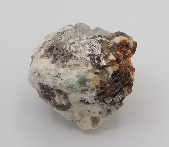 Heliodor Capped Aquamarine with Mica on Smoky Quartz and Feldspar