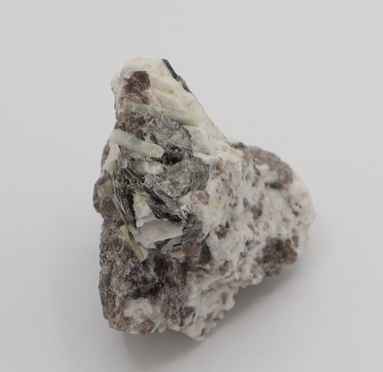 Aquamarine Cluster with Mica on Smoky Quartz and Feldspar