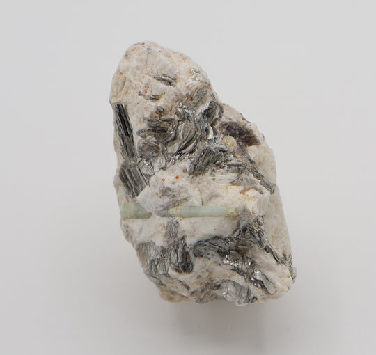 Aquamarine with Mica and Smoky Quartz on Feldspar