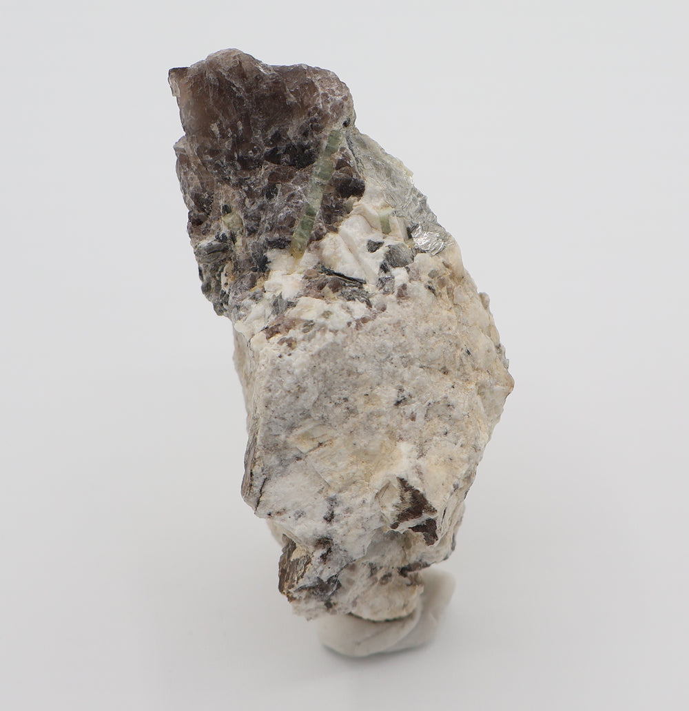 Aquamarine with Heliodor, Hematite, Mica, on Smoky Quartz and Feldspar