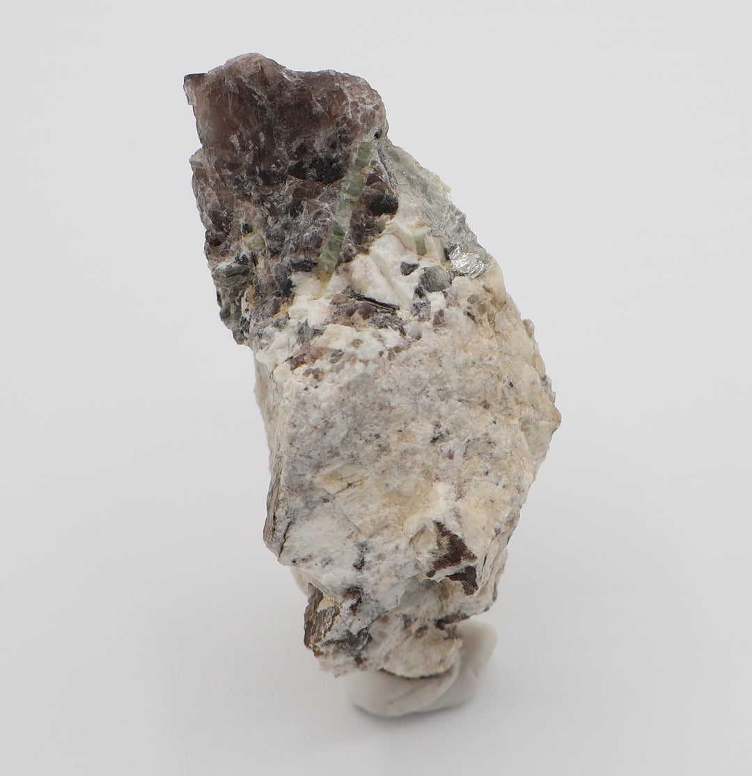Aquamarine with Heliodor, Hematite, Mica, on Smoky Quartz and Feldspar