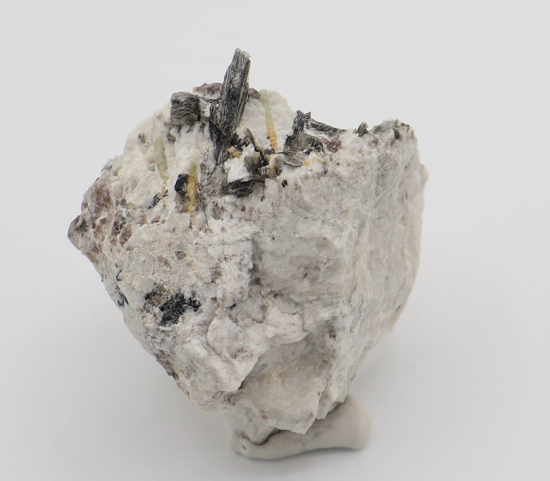 Bi-Colour Beryl Cluster with Mica, Hematite, Smoky Quartz, on Feldspar