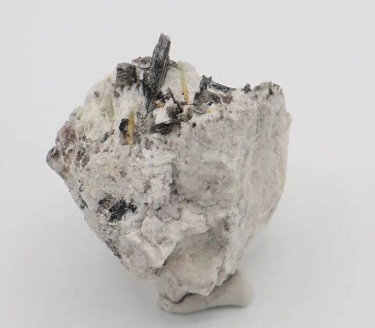 Bi-Colour Beryl Cluster with Mica, Hematite, Smoky Quartz, on Feldspar