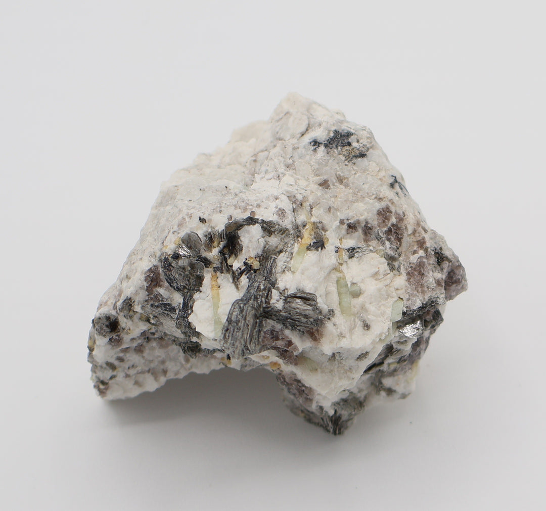 Bi-Colour Beryl Cluster with Mica, Hematite, Smoky Quartz, on Feldspar