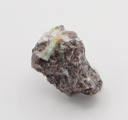Heliodor Capped Aquamarines with Apatite, Mica, on Smoky Quartz and Feldspar