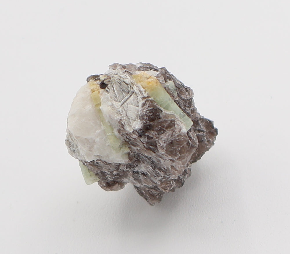 Heliodor Capped Aquamarines with Apatite, Mica, on Smoky Quartz and Feldspar