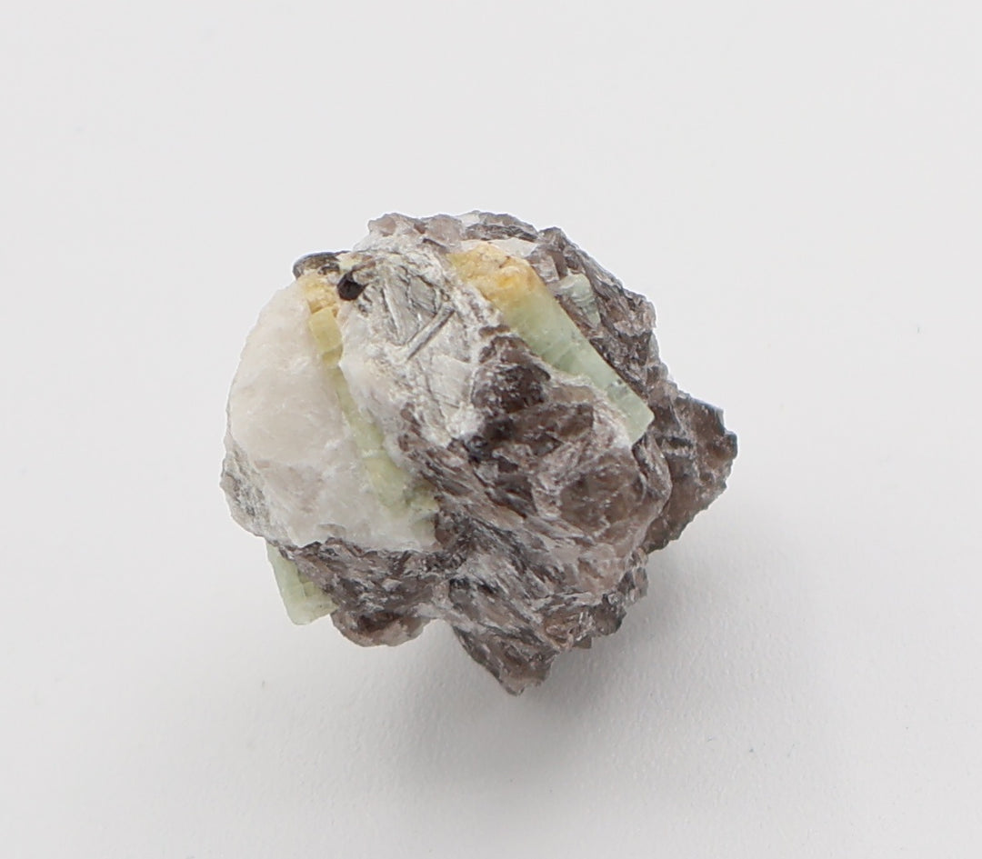 Heliodor Capped Aquamarines with Apatite, Mica, on Smoky Quartz and Feldspar