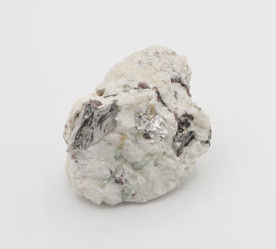 Aquamarine cluster with Mica and Smoky Quartz on Feldspar