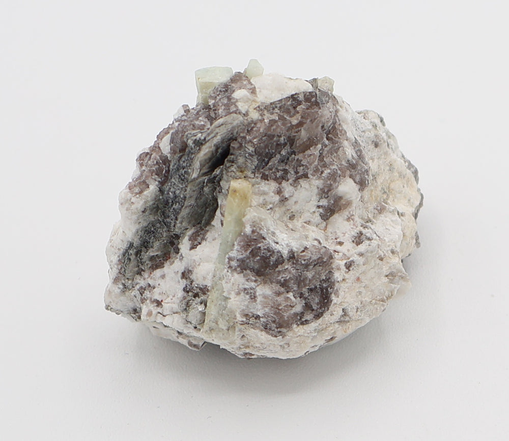 Bi-Colour Beryl Cluster with Mica on Smoky Quartz and Feldspar