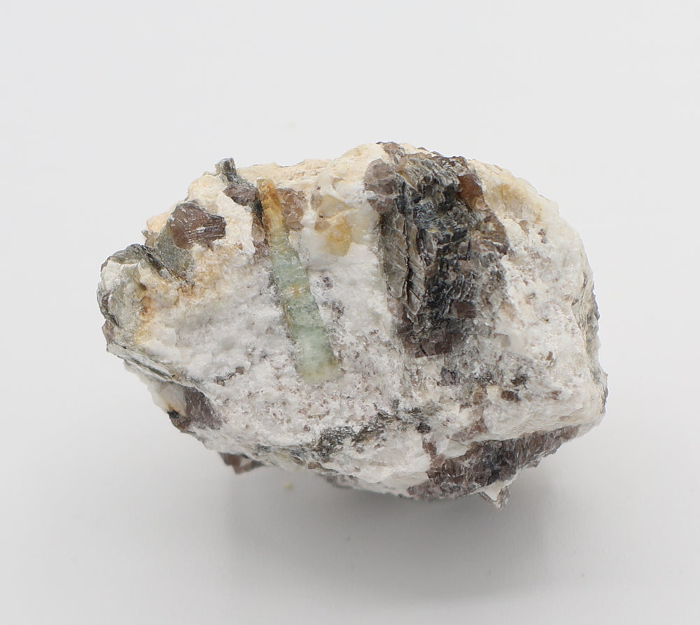 Sceptered Heliodor Capped Aquamarine with Mica on Smoky Quartz and Feldspar