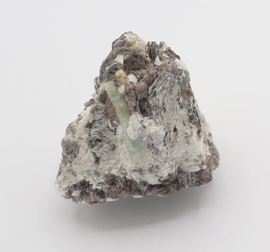 Sceptered Aquamarine with Mica on Smoky Quartz and Feldspar