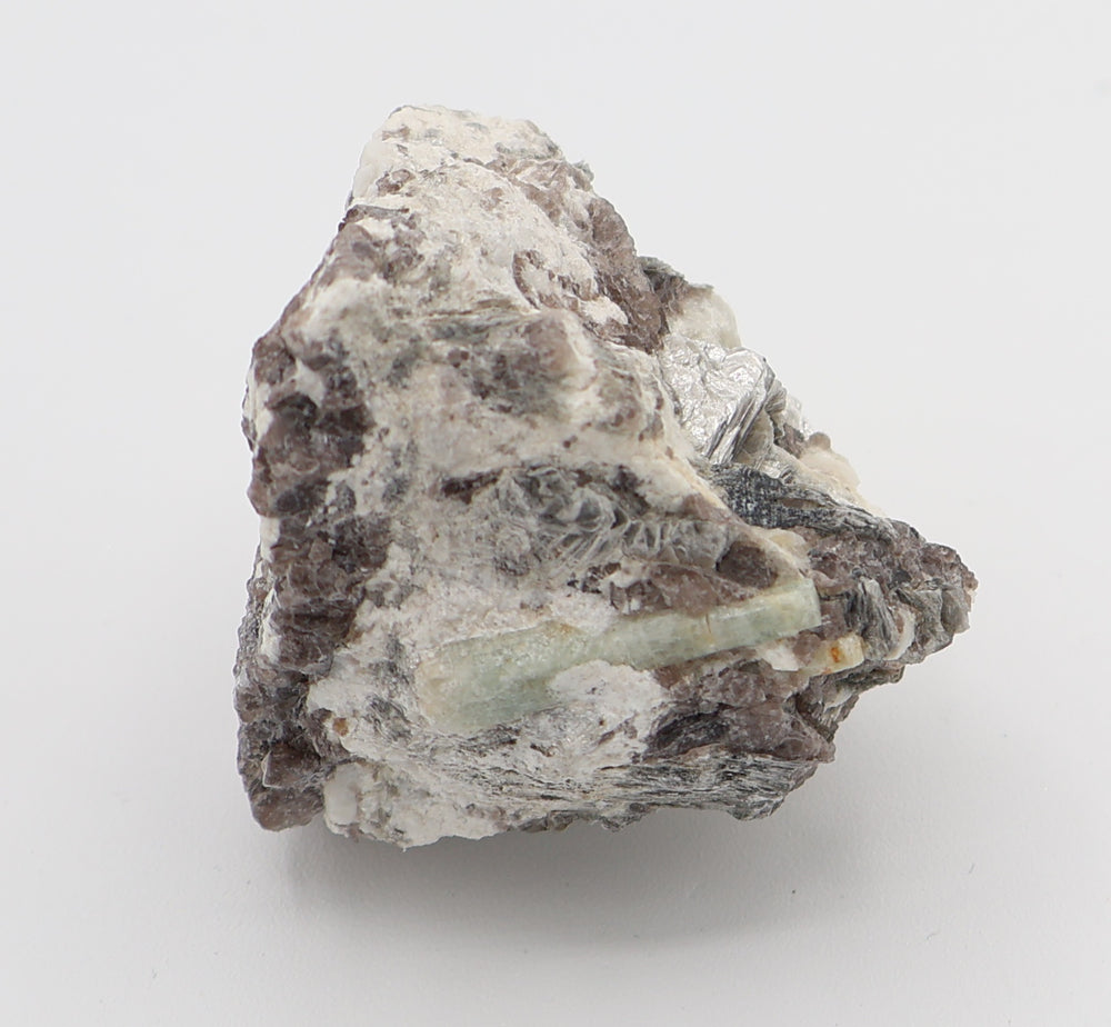 Sceptered Aquamarine with Mica on Smoky Quartz and Feldspar