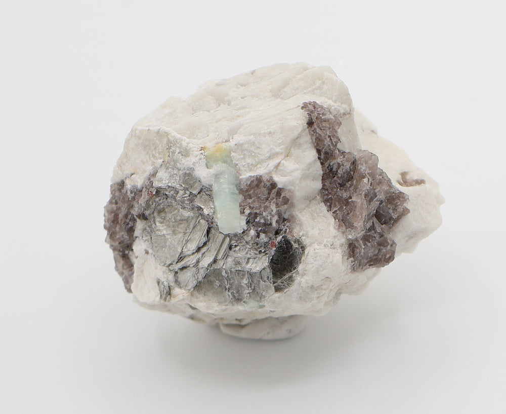 Heliodor Capped Aquamarine with Mica on Smoky Quartz and Feldspar