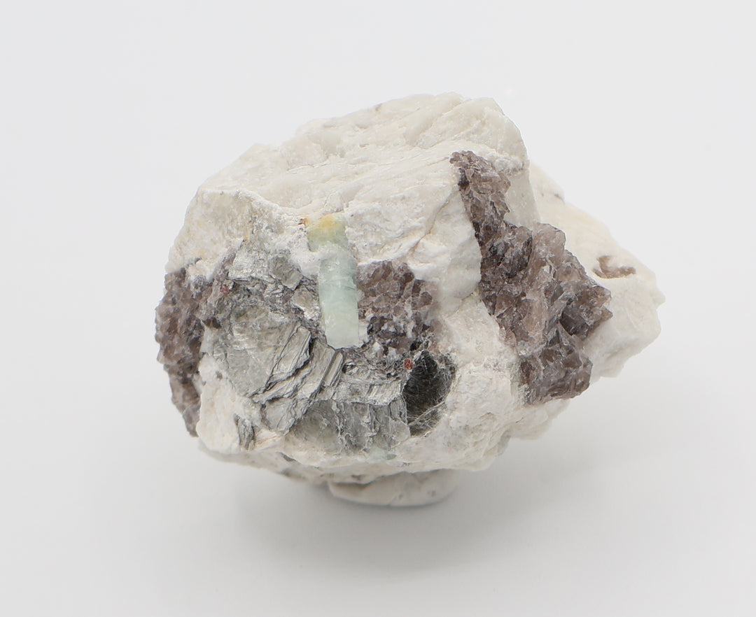 Heliodor Capped Aquamarine with Mica on Smoky Quartz and Feldspar