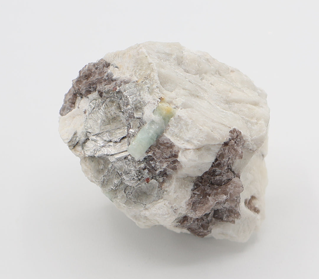 Heliodor Capped Aquamarine with Mica on Smoky Quartz and Feldspar