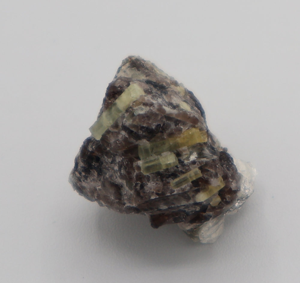 Heliodor and Green Beryl with Mica on Smoky Quartz