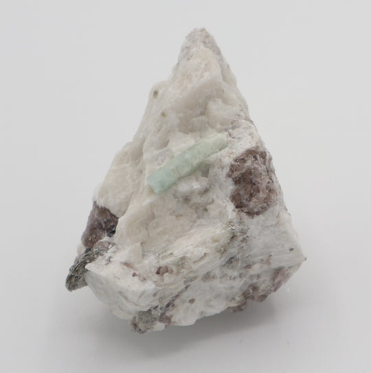 Aquamarine with Mica on Smoky Quartz and Feldspar