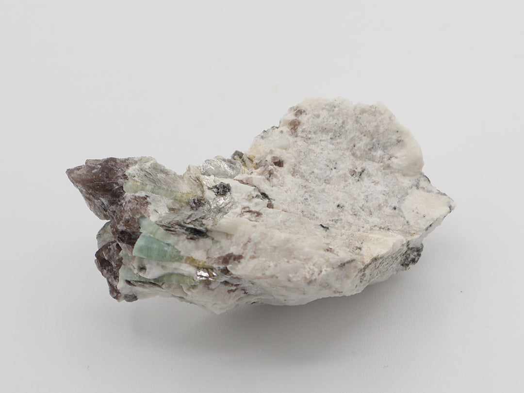Bi-Colour Beryl with Mica and Smoky Quartz on Feldspar