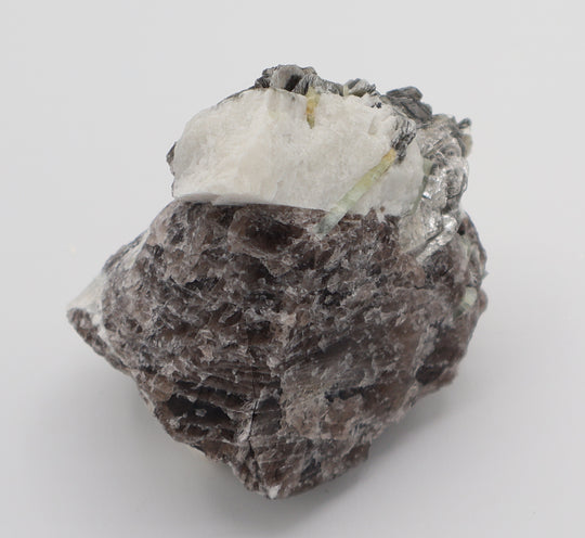 Aquamarine and Heliodor with Mica, Apatite, on Smoky Quartz and Feldspar
