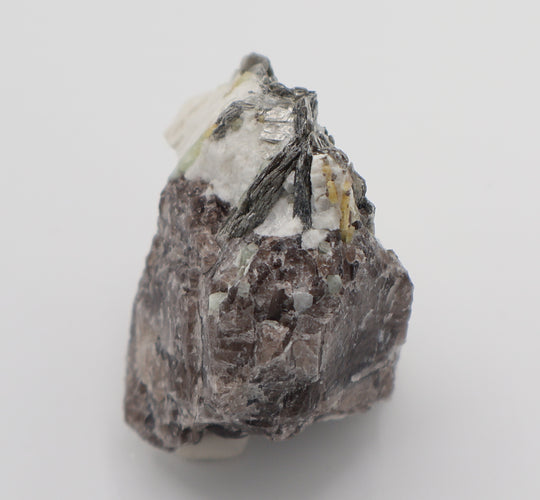 Aquamarine and Heliodor with Mica, Apatite, on Smoky Quartz and Feldspar