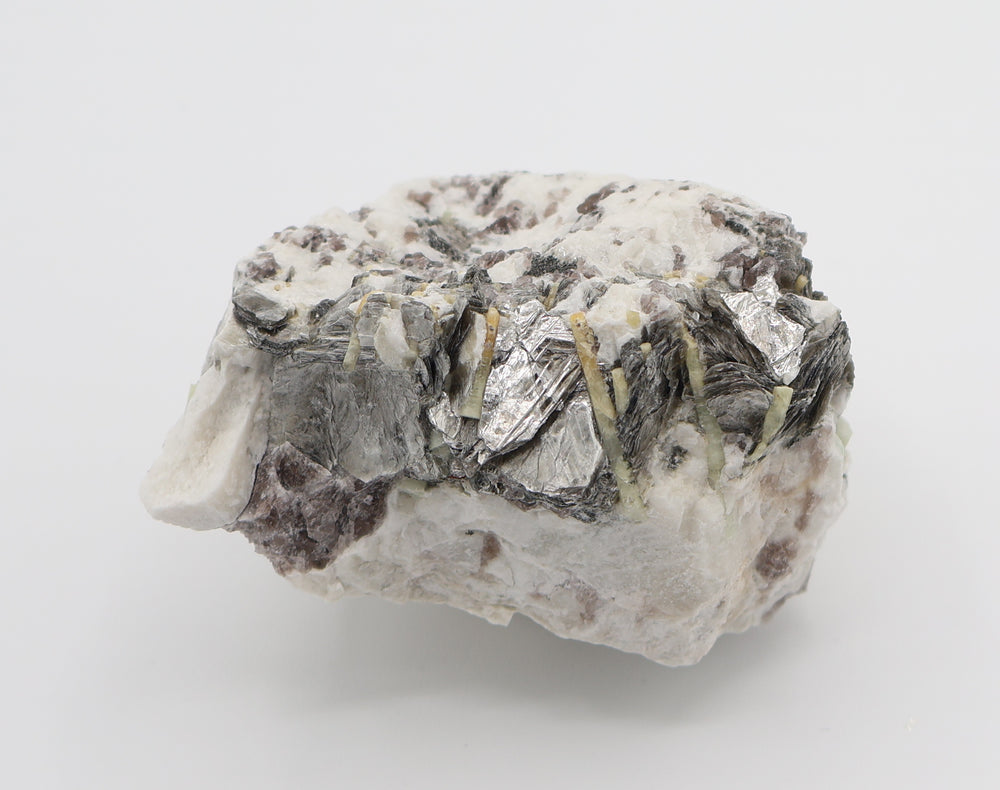 Heliodor Capped Aquamarine Cluster with Mica on Smoky Quartz and Feldspar