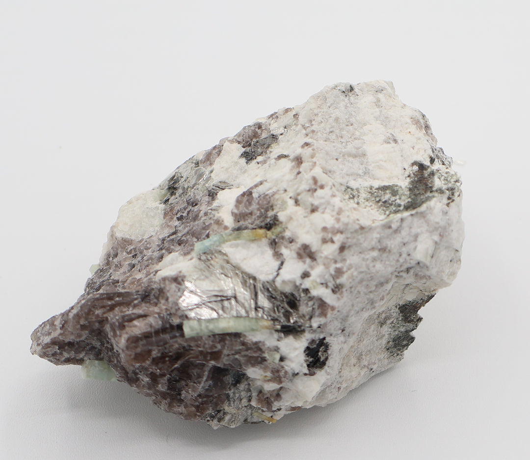 Bi-Colour Beryls with Mica on Smoky Quartz and Feldspar