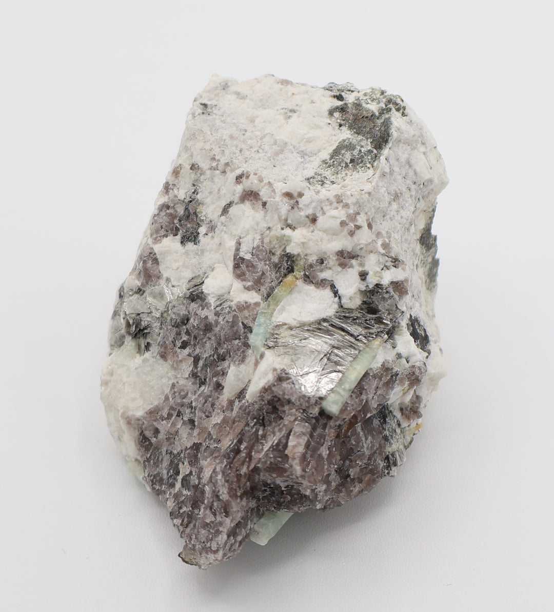 Bi-Colour Beryls with Mica on Smoky Quartz and Feldspar