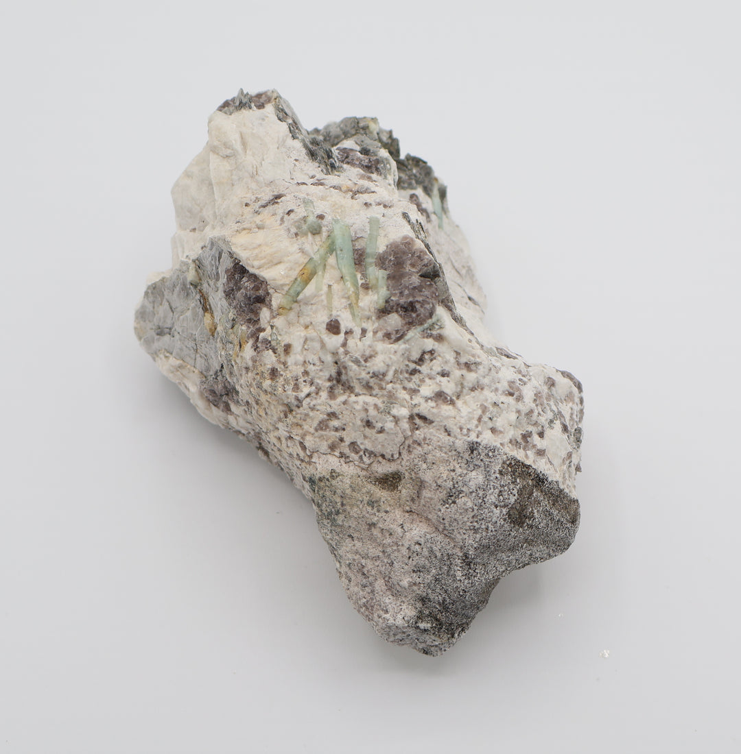 Aquamarine and Bi-Colour Beryl Cluster with Mica, Smoky Quartz on Feldspar