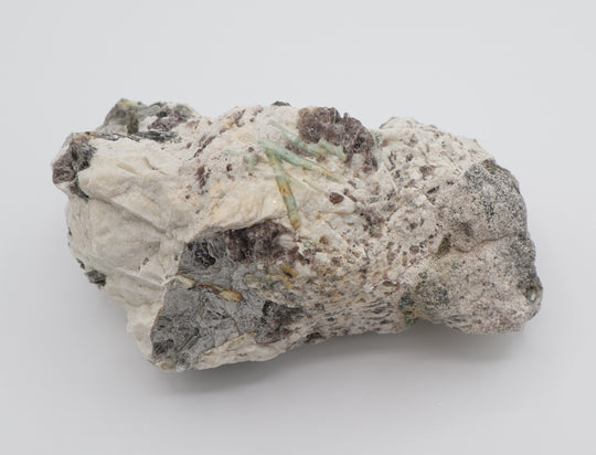 Aquamarine and Bi-Colour Beryl Cluster with Mica, Smoky Quartz on Feldspar
