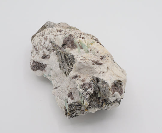 Aquamarine and Bi-Colour Beryl Cluster with Mica, Smoky Quartz on Feldspar