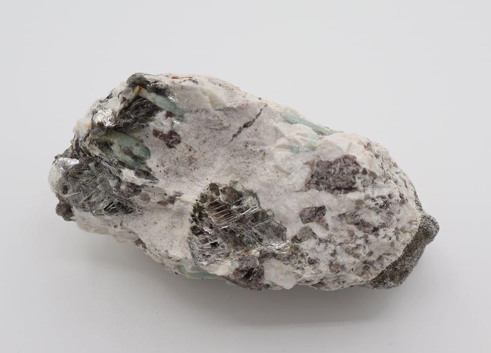 Aquamarine and Bi-Colour Beryl Cluster with Mica, Smoky Quartz on Feldspar