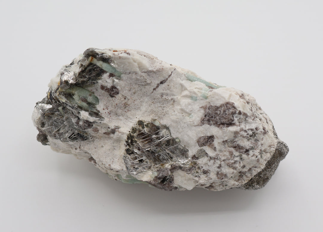 Aquamarine and Bi-Colour Beryl Cluster with Mica, Smoky Quartz on Feldspar