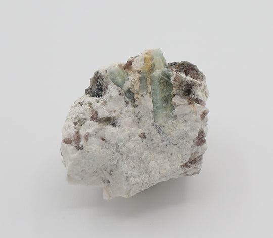 Sceptered Aquamarines with Mica on Smoky Quartz and Feldspar
