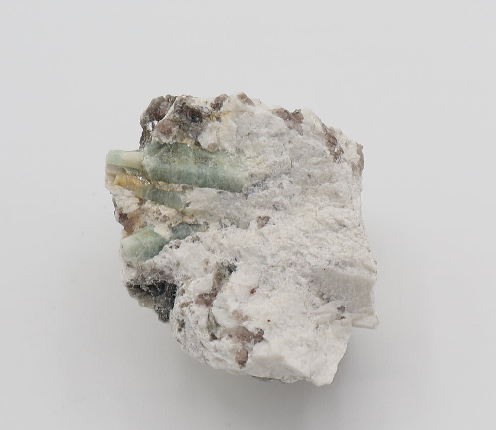 Sceptered Aquamarines with Mica on Smoky Quartz and Feldspar