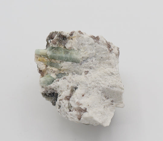 Sceptered Aquamarines with Mica on Smoky Quartz and Feldspar